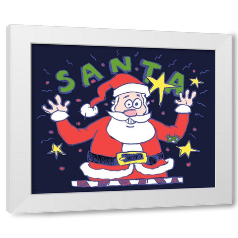 Santas Big Day White Modern Wood Framed Art Print by Randy Noble Fine Art
