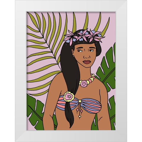 Tropical Beauties 3 White Modern Wood Framed Art Print by Randy Noble Fine Art
