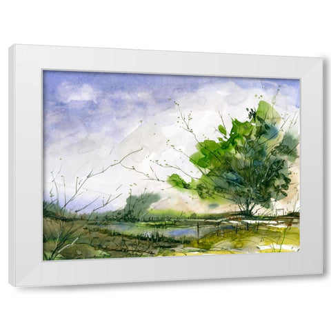 Taylors Pond White Modern Wood Framed Art Print by Randy Noble Fine Art