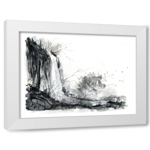 Waterfall White Modern Wood Framed Art Print by Randy Noble Fine Art