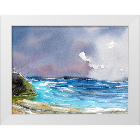 Wave Beach White Modern Wood Framed Art Print by Randy Noble Fine Art