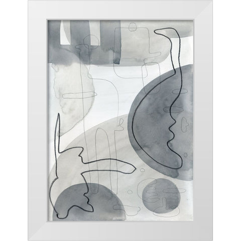 Lines Mingle White Modern Wood Framed Art Print by Randy Noble Fine Art