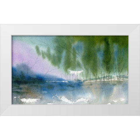 Purple Mountains White Modern Wood Framed Art Print by Randy Noble Fine Art