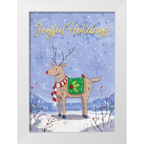Joyful Holidays White Modern Wood Framed Art Print by Randy Noble Fine Art