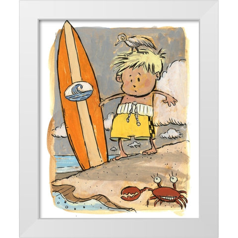 First Surf White Modern Wood Framed Art Print by Randy Noble Fine Art