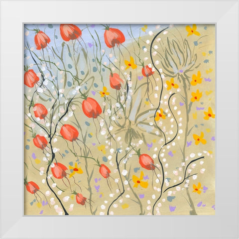 Fashions Garden White Modern Wood Framed Art Print by Randy Noble Fine Art