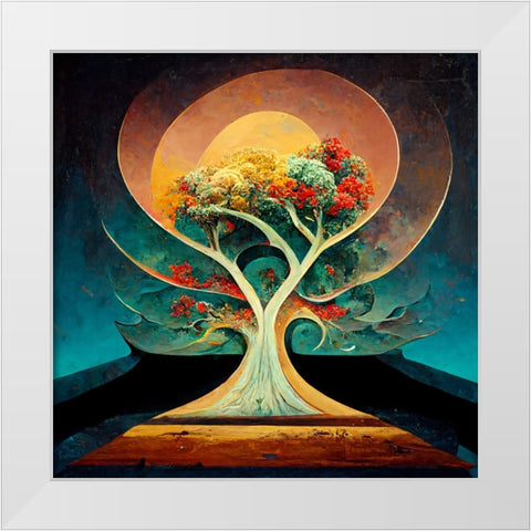 A001 Tree Of Life White Modern Wood Framed Art Print by Heere, Ray