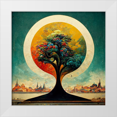 A003 Tree Of Life White Modern Wood Framed Art Print by Heere, Ray