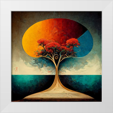 A004 Tree Of Life White Modern Wood Framed Art Print by Heere, Ray