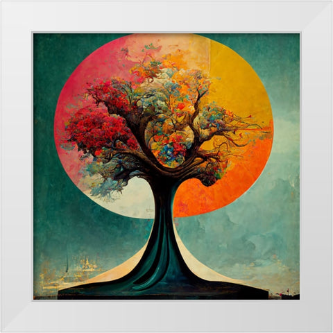 A005 Tree Of Life White Modern Wood Framed Art Print by Heere, Ray