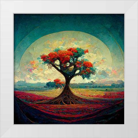 A006 Tree Of Life White Modern Wood Framed Art Print by Heere, Ray