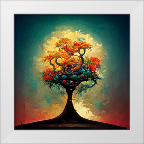 A007 Tree Of Life White Modern Wood Framed Art Print by Heere, Ray