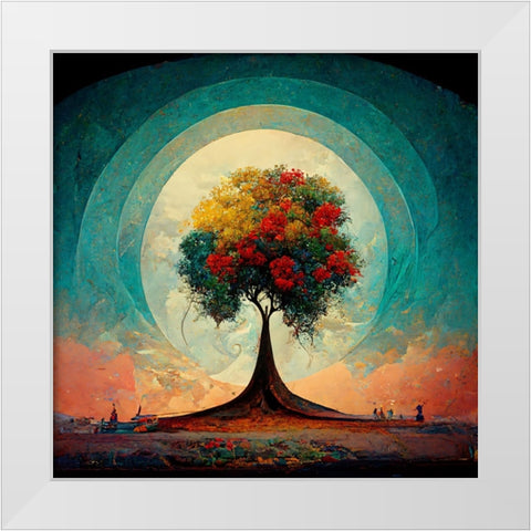 A008 Tree Of Life White Modern Wood Framed Art Print by Heere, Ray