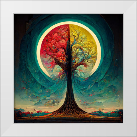 A009 Tree Of Life White Modern Wood Framed Art Print by Heere, Ray