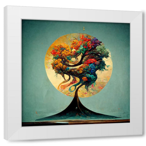 A010 Tree Of Life White Modern Wood Framed Art Print by Heere, Ray