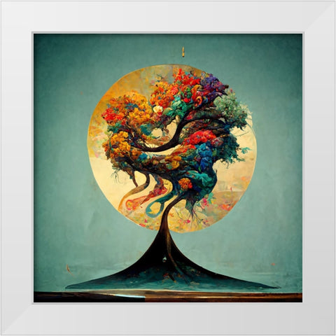A010 Tree Of Life White Modern Wood Framed Art Print by Heere, Ray
