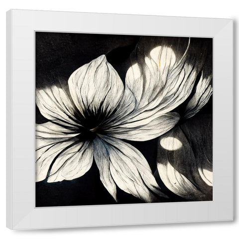 B001 Flowers Black White White Modern Wood Framed Art Print by Heere, Ray