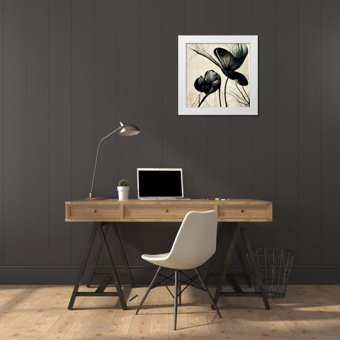 B004 Flowers Black White White Modern Wood Framed Art Print by Heere, Ray