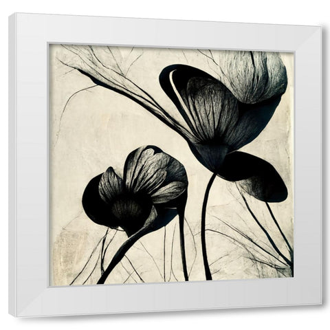 B004 Flowers Black White White Modern Wood Framed Art Print by Heere, Ray
