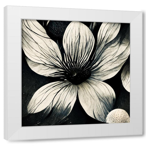 B005 Flowers Black White White Modern Wood Framed Art Print by Heere, Ray
