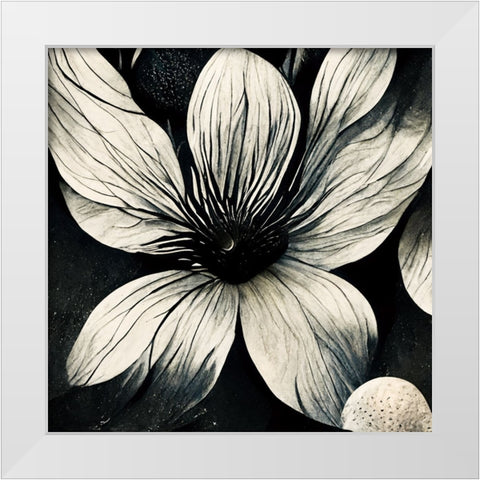 B005 Flowers Black White White Modern Wood Framed Art Print by Heere, Ray