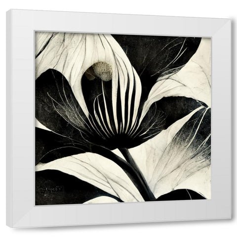 B006 Flowers Black White White Modern Wood Framed Art Print by Heere, Ray
