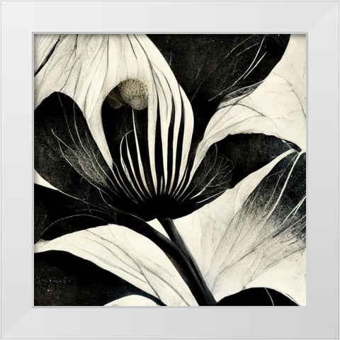 B006 Flowers Black White White Modern Wood Framed Art Print by Heere, Ray