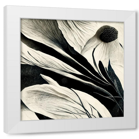 B007 Flowers Black White White Modern Wood Framed Art Print by Heere, Ray