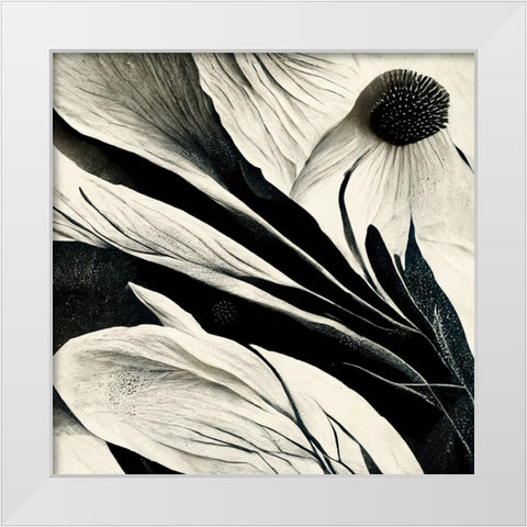 B007 Flowers Black White White Modern Wood Framed Art Print by Heere, Ray