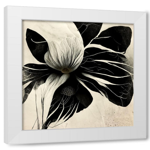 B008 Flowers Black White White Modern Wood Framed Art Print by Heere, Ray