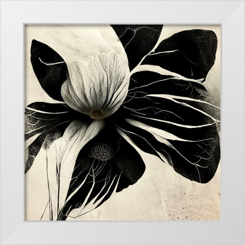 B008 Flowers Black White White Modern Wood Framed Art Print by Heere, Ray