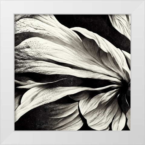 B009 Flowers Black White White Modern Wood Framed Art Print by Heere, Ray