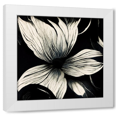 B010 Flowers Black White White Modern Wood Framed Art Print by Heere, Ray