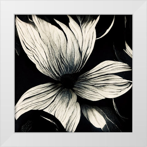 B010 Flowers Black White White Modern Wood Framed Art Print by Heere, Ray