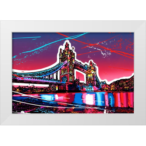 C001 Colorful Cityview Tower Bridge London White Modern Wood Framed Art Print by Heere, Ray