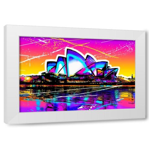 C002 Colorful Cityview Sidney Opera House White Modern Wood Framed Art Print by Heere, Ray