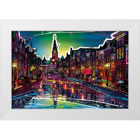 C006 Colorful Cityview Of Dutch City Of Alkmaar White Modern Wood Framed Art Print by Heere, Ray