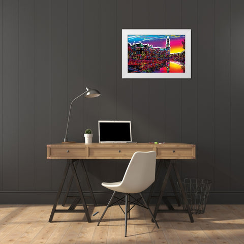 C008 Colorful Cityview Of Amsterdam Westertoren White Modern Wood Framed Art Print by Heere, Ray