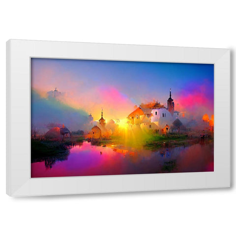 D008 Medieval Landscapes White Modern Wood Framed Art Print by Heere, Ray