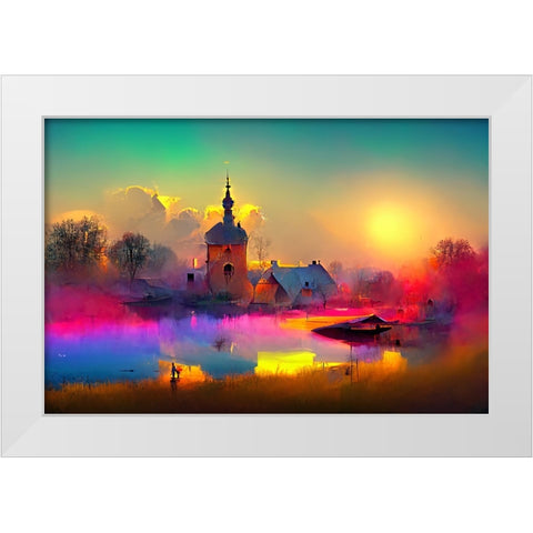 D009 Medieval Landscapes White Modern Wood Framed Art Print by Heere, Ray