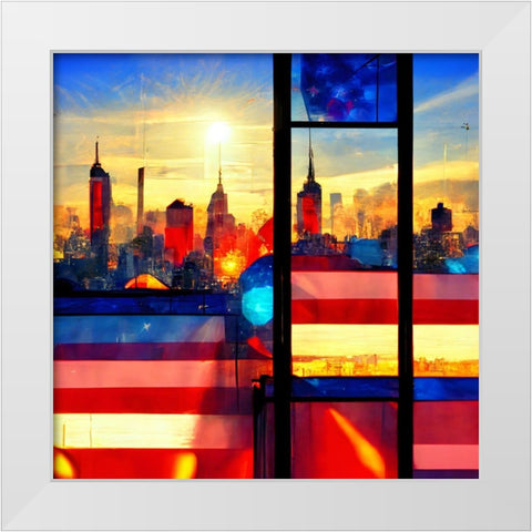 E006 New York White Modern Wood Framed Art Print by Heere, Ray