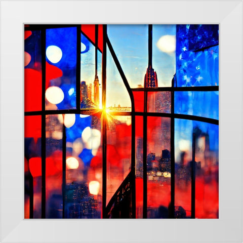 E007 New York White Modern Wood Framed Art Print by Heere, Ray