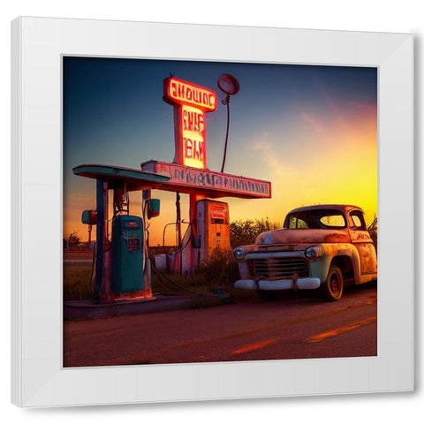 F001 Route 66 White Modern Wood Framed Art Print by Heere, Ray