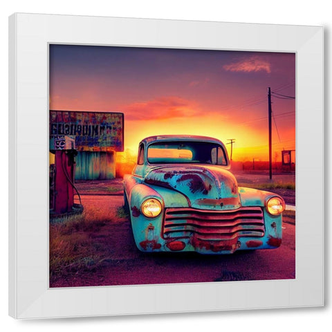 F002 Route 66 White Modern Wood Framed Art Print by Heere, Ray