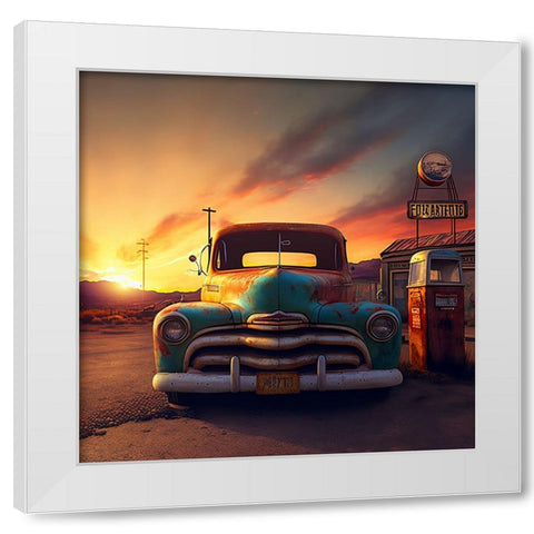 F003 Route 66 White Modern Wood Framed Art Print by Heere, Ray
