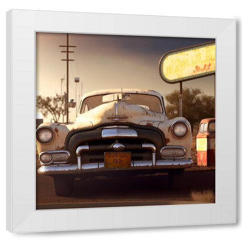 F004 Route 66 White Modern Wood Framed Art Print by Heere, Ray