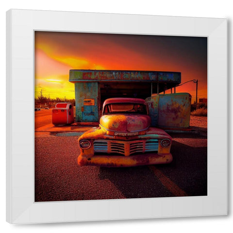 F006 Route 66 White Modern Wood Framed Art Print by Heere, Ray