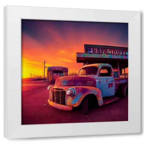 F007 Route 66 White Modern Wood Framed Art Print by Heere, Ray