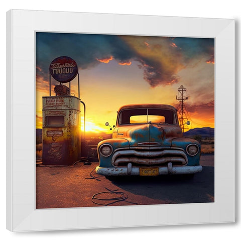 F008 Route 66 White Modern Wood Framed Art Print by Heere, Ray