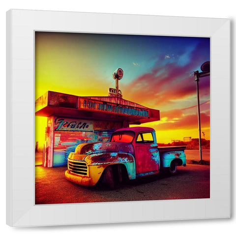 F009 Route 66 White Modern Wood Framed Art Print by Heere, Ray